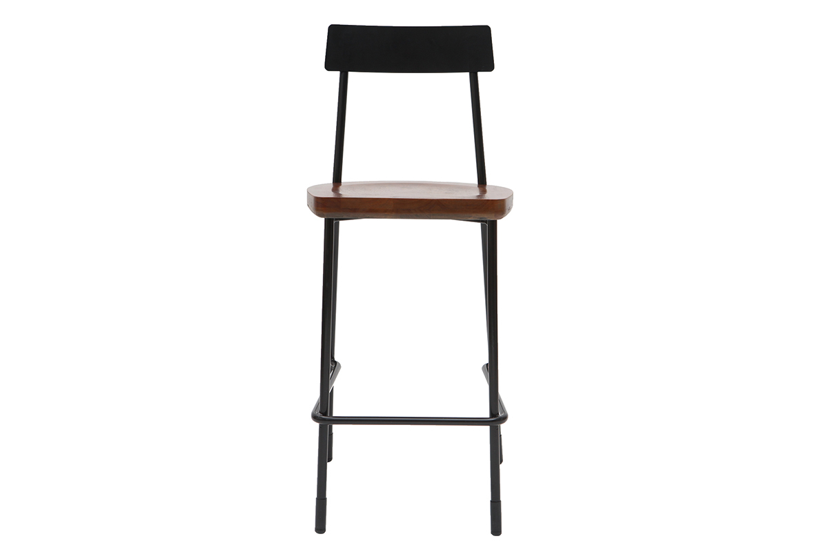 Tabourets de bar industriels mtal et bois 65 cm (lot de 2) OUDIN