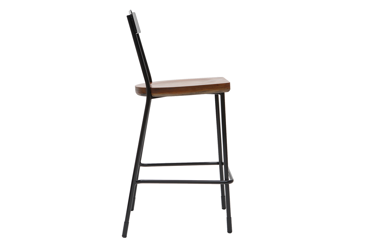 Tabourets de bar industriels mtal et bois 65 cm (lot de 2) OUDIN