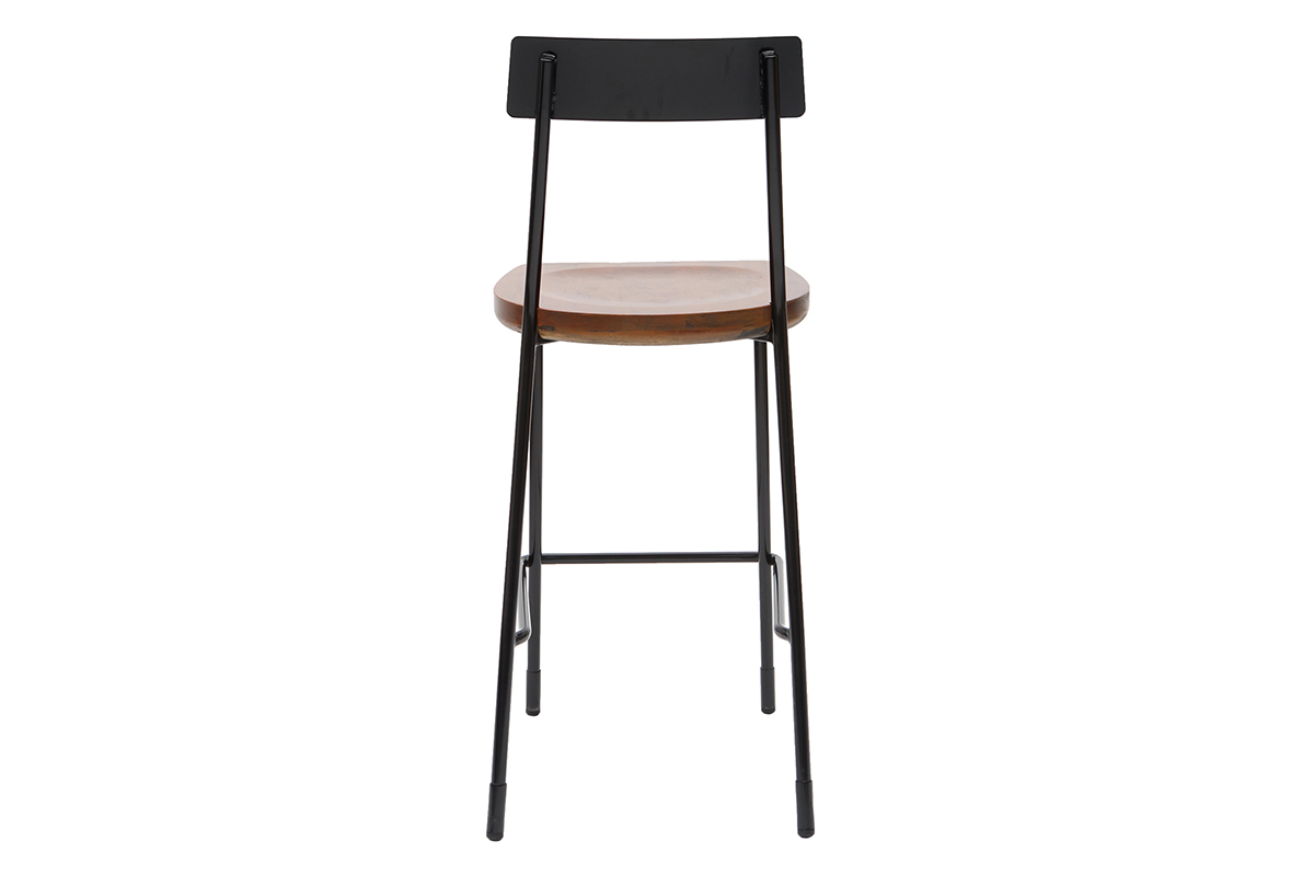 Tabourets de bar industriels mtal et bois 65 cm (lot de 2) OUDIN