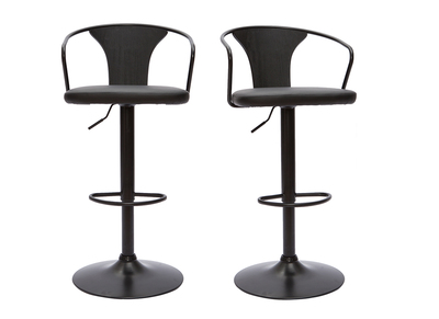 Tabourets de bar industriels réglables noirs (lot de 2) BECKETT