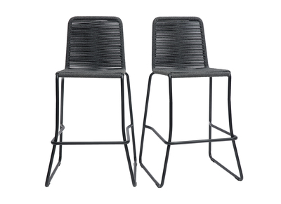 Tabourets de bar int&eacute;rieur/exterieur cordage gris 72 cm (lot de 2) YORGO