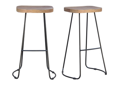 Tabourets de bar manguier et m&eacute;tal 75 cm (lot de 2) RUNKO
