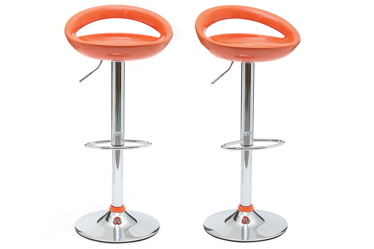 Tabourets de bar modernes orange COMET (lot de 2)