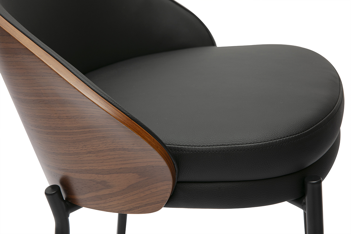 Tabourets de bar noirs, bois fonc� et m�tal H65 cm (lot de 2) TUCSON