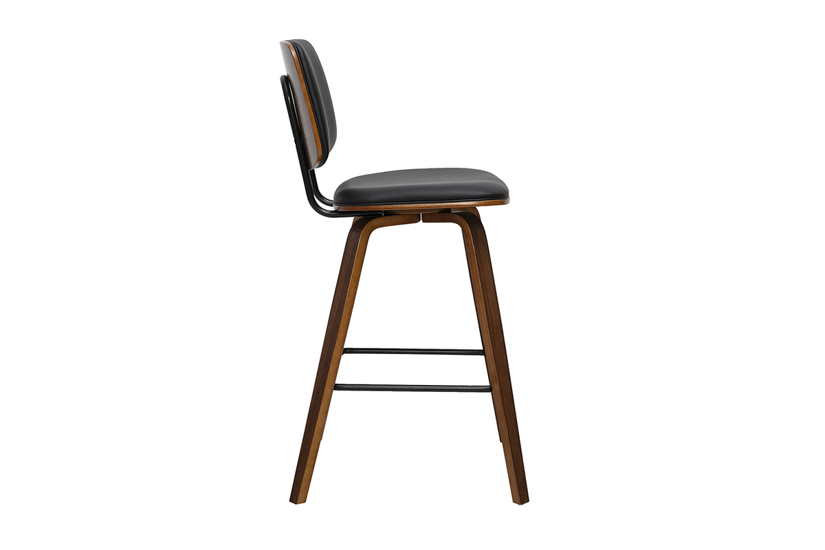 Tabourets de bar noirs et bois fonc� H66 cm (lot de 2) SEGUR
