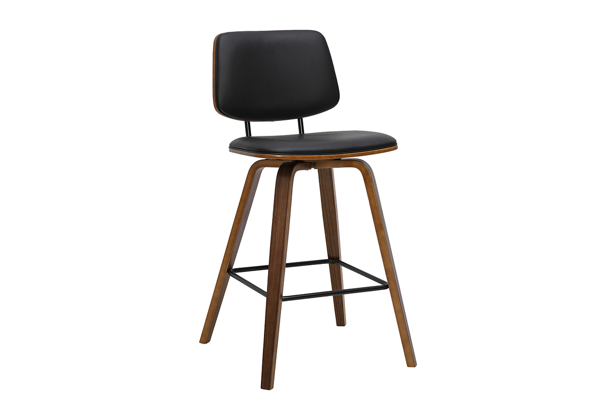 Tabourets de bar noirs et bois fonc� H66 cm (lot de 2) SEGUR