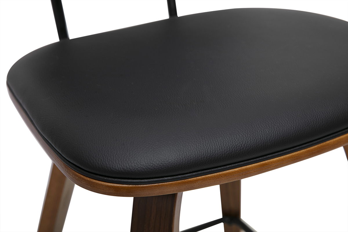 Tabourets de bar noirs et bois fonc� H66 cm (lot de 2) SEGUR