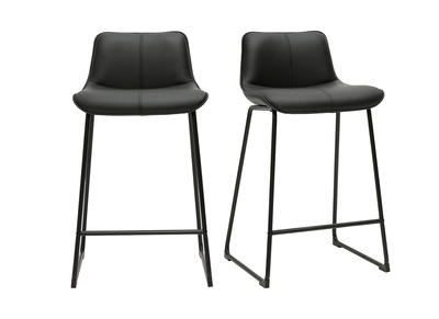 Tabourets de bar noirs et métal H65 cm (lot de 2) BOOST