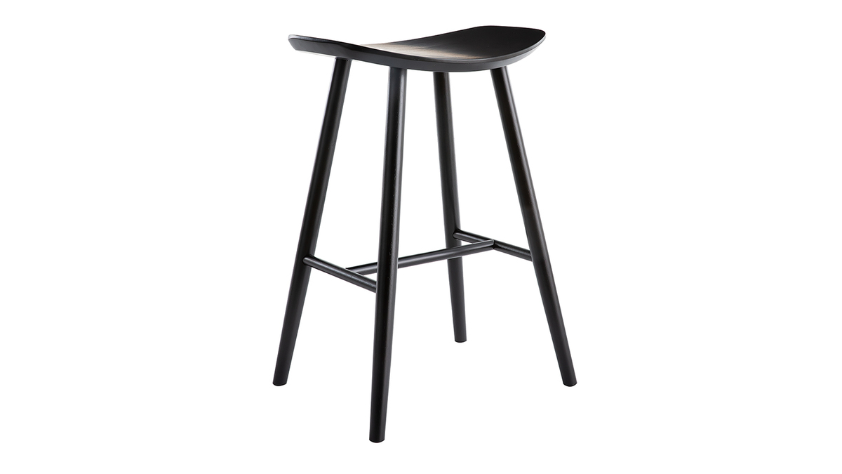 Tabourets de bar noirs H65 cm (lot de 2) DEMORY