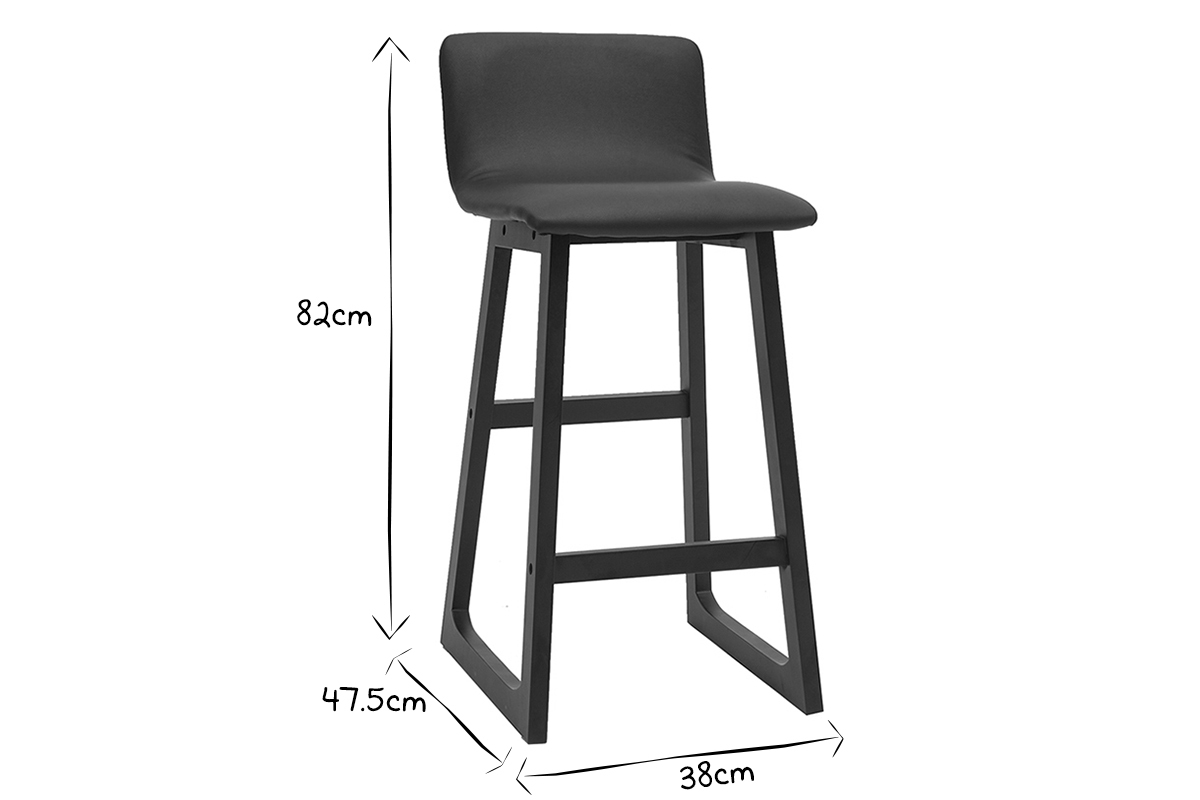 Tabourets de bar noirs H65 cm (lot de 2) OSAKA