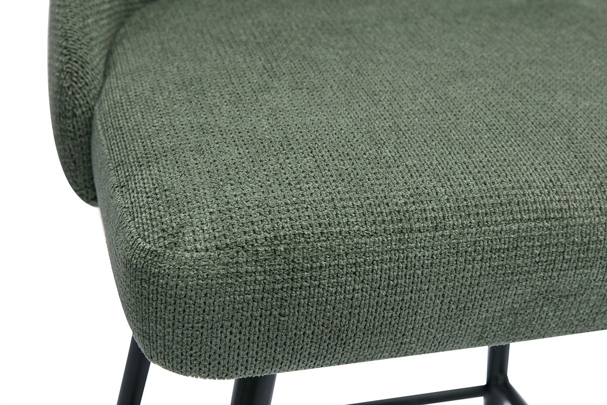 Tabourets de bar pivotants 360 en tissu chenille vert kaki et mtal H66 cm (lot de 2) HASTA