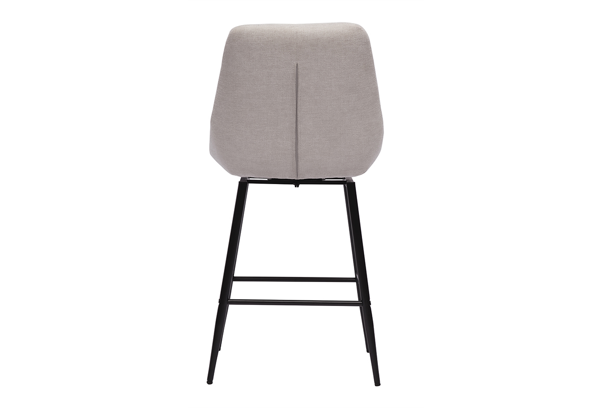 Tabourets de bar pivotants 360 en tissu effet velours textur beige et mtal H66 cm (lot de 2) ALESS