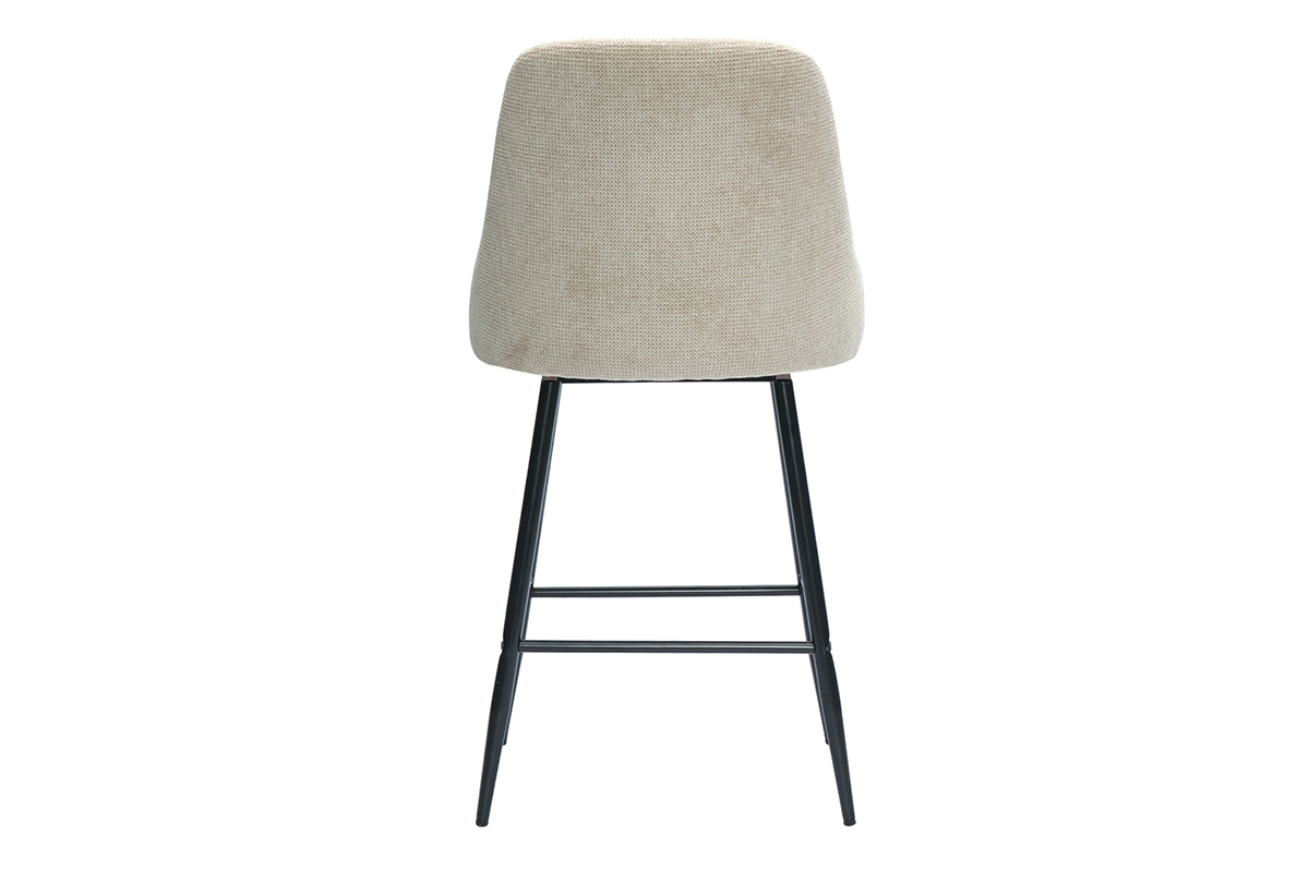 Tabourets de bar pivotants 360 en tissu effet velours textur beige et mtal H66 cm (lot de 2) HASTA