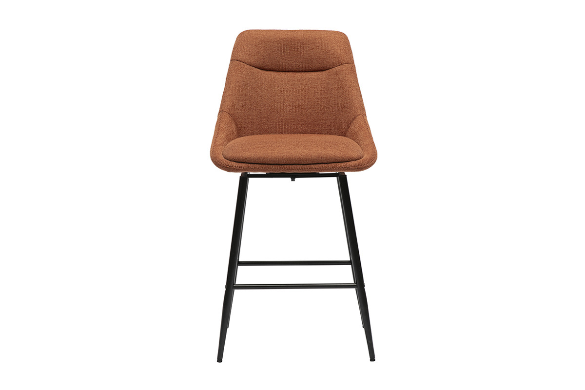 Tabourets de bar pivotants 360 en tissu effet velours textur terre brle et mtal H66 cm (lot de 2) ALESS