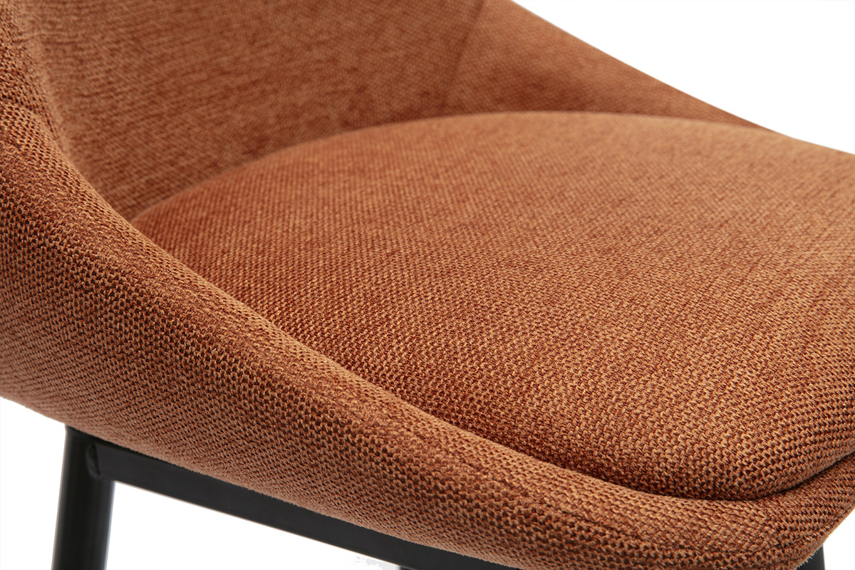 Tabourets de bar pivotants 360 en tissu effet velours textur terre brle et mtal H66 cm (lot de 2) ALESS