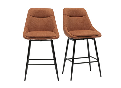 Tabourets de bar pivotants 360° en tissu effet velours texturé terre brûlée et métal H66 cm (lot de 2) ALESS