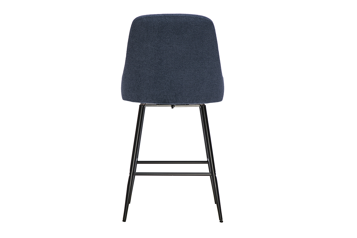 Tabourets de bar pivotants 360� en tissu chenille bleu fonc� et m�tal H66 cm (lot de 2) HASTA