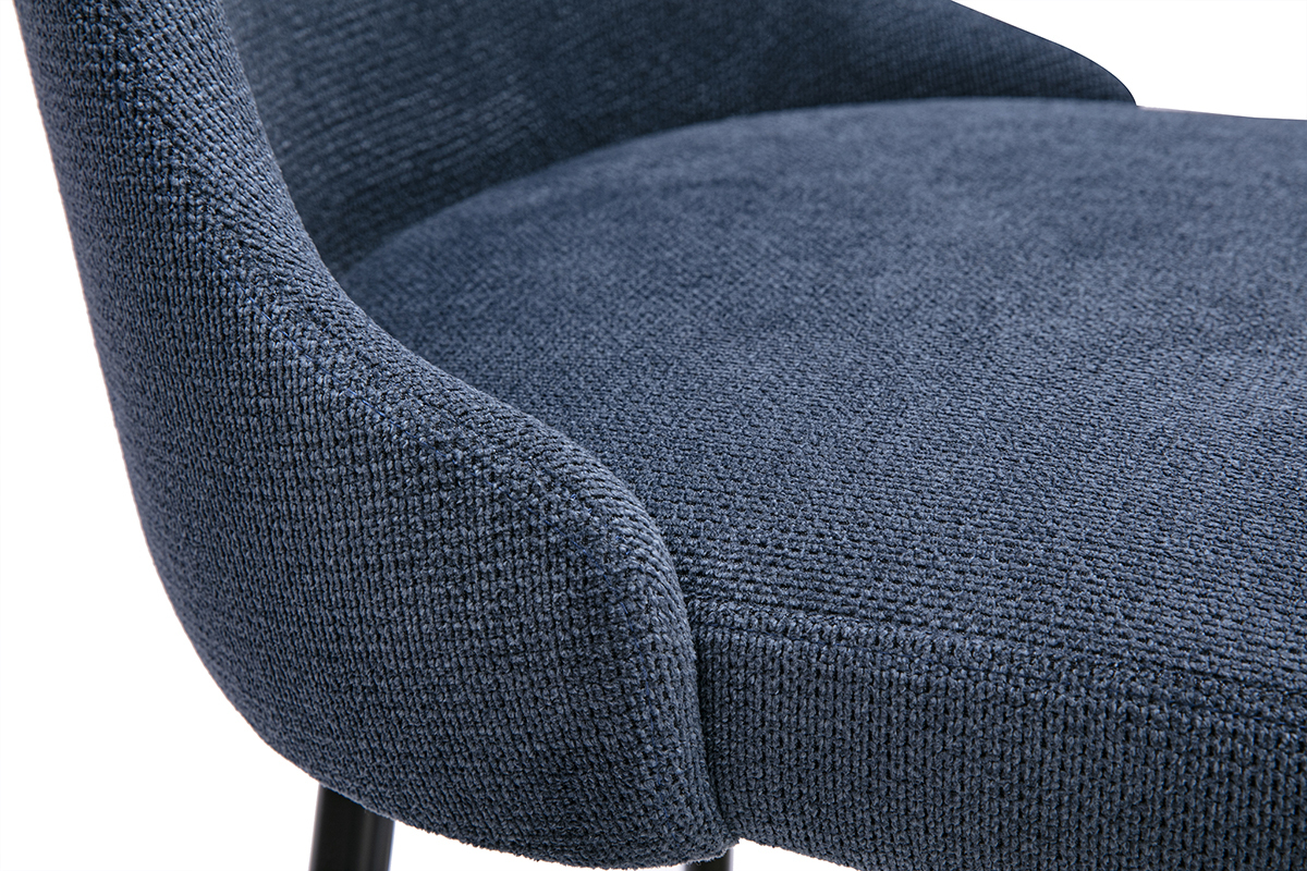 Tabourets de bar pivotants 360� en tissu chenille bleu fonc� et m�tal H66 cm (lot de 2) HASTA