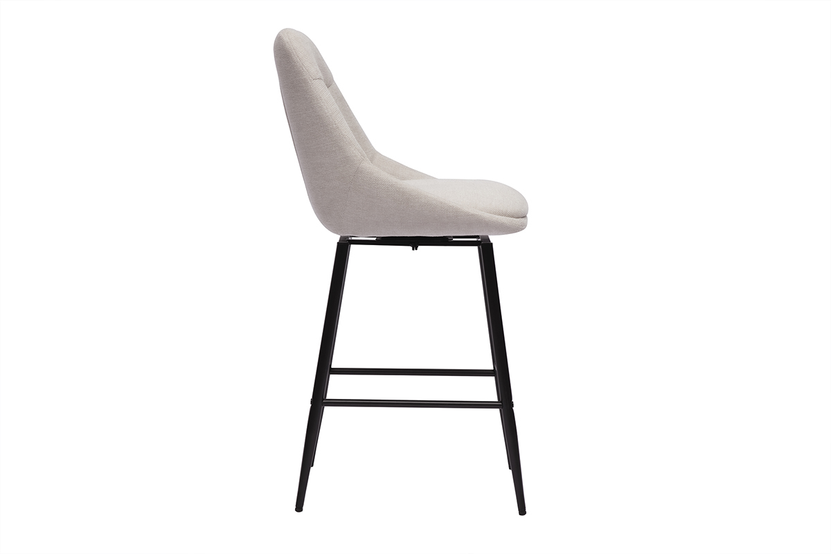 Tabourets de bar pivotants 360� en tissu effet velours textur� beige et m�tal H66 cm (lot de 2) ALESS