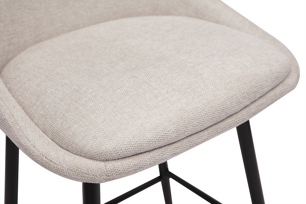 Tabourets de bar pivotants 360� en tissu effet velours textur� beige et m�tal H66 cm (lot de 2) ALESS