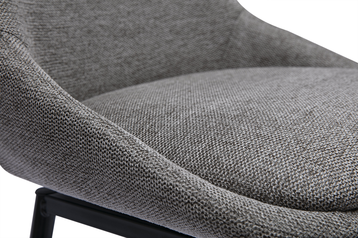 Tabourets de bar pivotants 360� en tissu effet velours textur� gris et m�tal H66 cm (lot de 2) ALESS