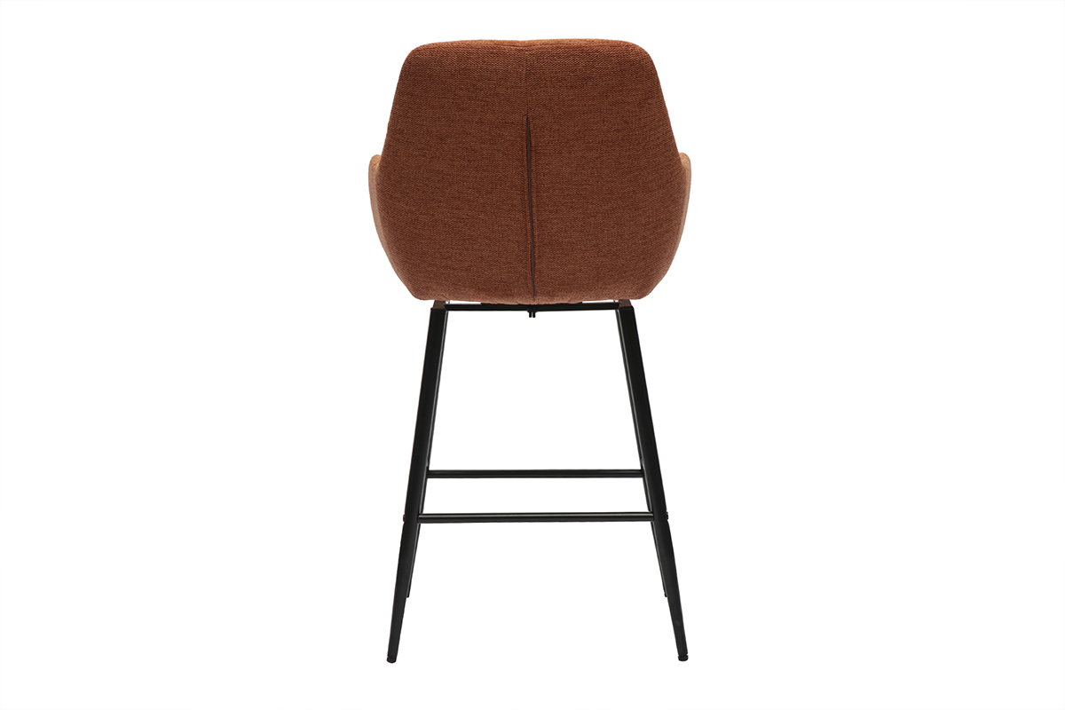 Tabourets de bar pivotants 360� en tissu effet velours textur� terre br�l�e et m�tal H65.5 cm (lot de 2) ALESS