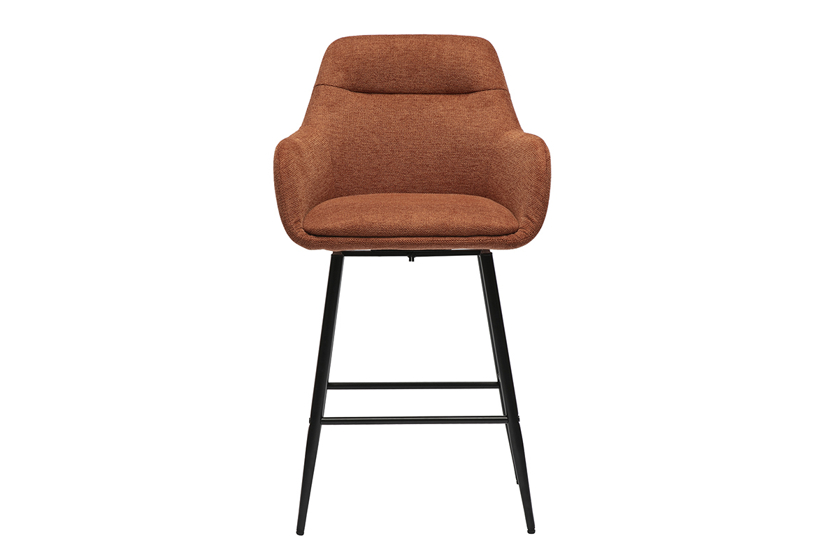 Tabourets de bar pivotants 360� en tissu effet velours textur� terre br�l�e et m�tal H65.5 cm (lot de 2) ALESS