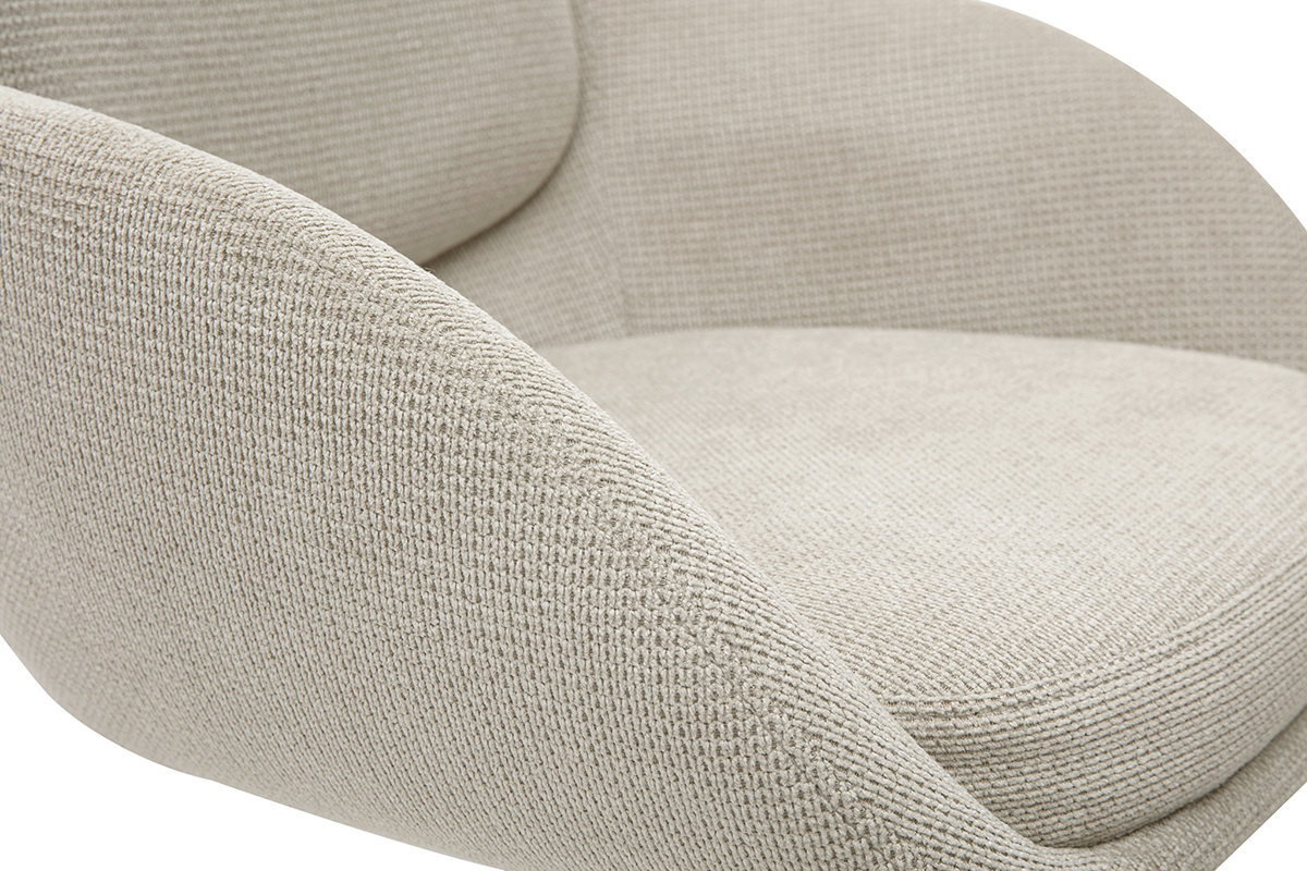 Tabourets de bar r�glable pivotants 360� en tissu chenille beige et m�tal noir (lot de 2) SLAKE