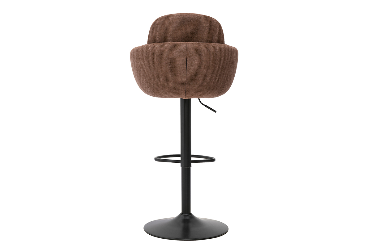 Tabourets de bar r�glable pivotants 360� en tissu chenille terre br�l�e et m�tal noir (lot de 2) SLAKE