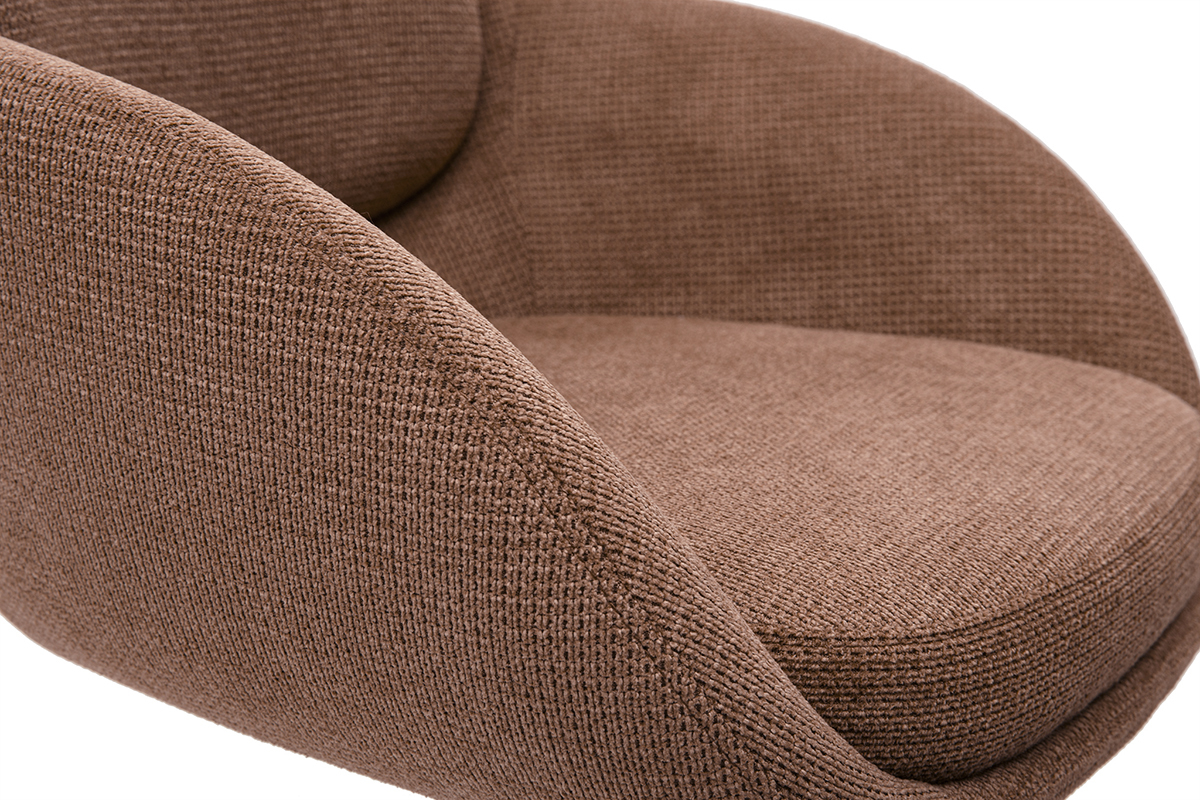 Tabourets de bar r�glable pivotants 360� en tissu chenille terre br�l�e et m�tal noir (lot de 2) SLAKE