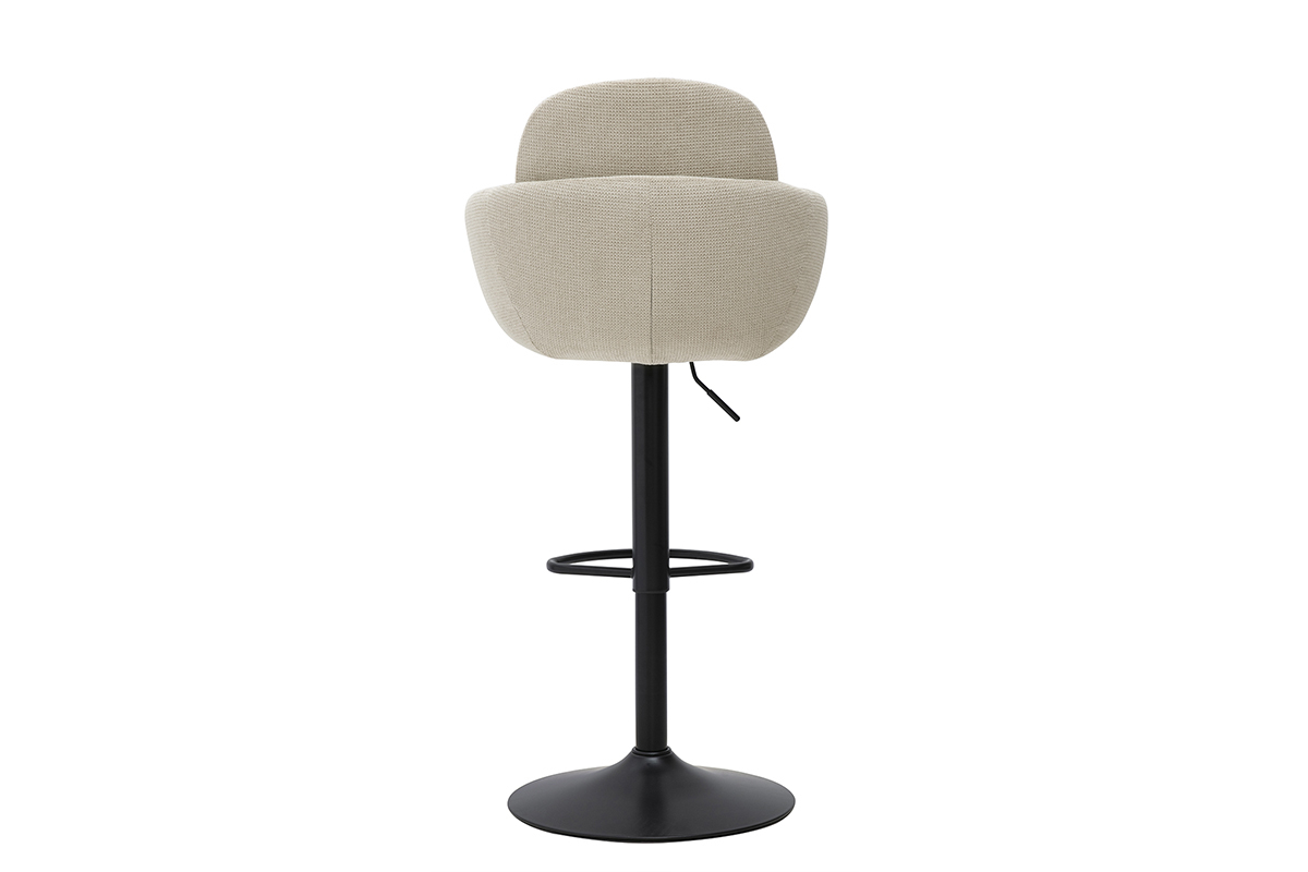 Tabourets de bar r�glable pivotants 360� en tissu effet velours textur� beige et m�tal noir (lot de 2) SLAKE