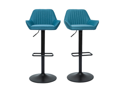 Tabourets de bar réglables design en tissu bleu (lot de 2) RONNIE