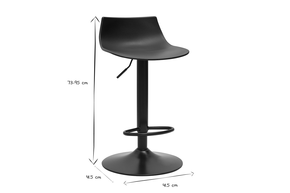 Tabourets de bar rglables design noirs (lot de 2) KELLY