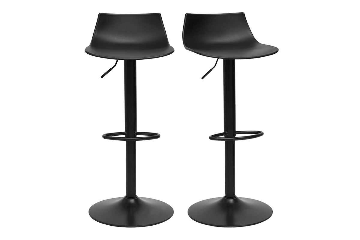 Tabourets de bar rglables design noirs (lot de 2) KELLY