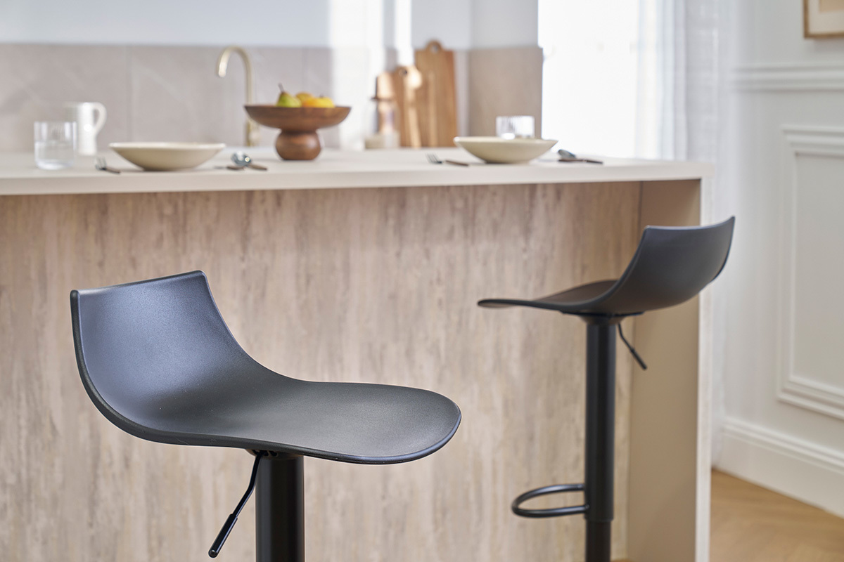 Tabourets de bar rglables design noirs (lot de 2) KELLY