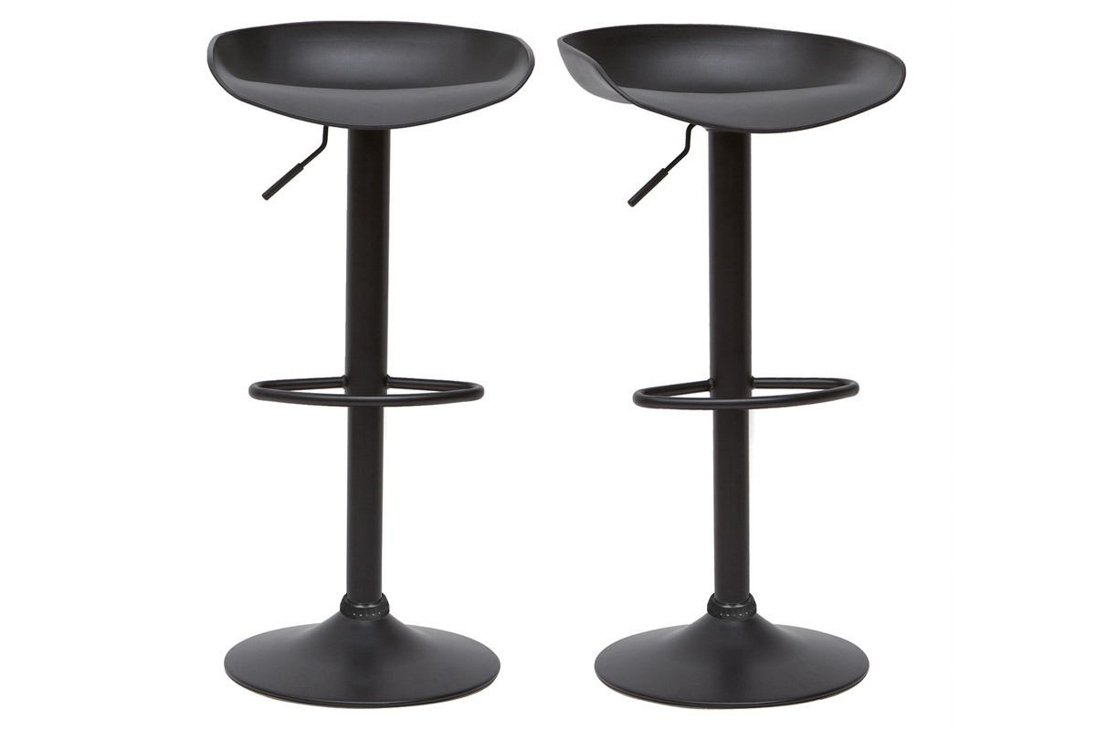 Tabourets de bar rglables design noirs  (lot de 2) PEBBLE