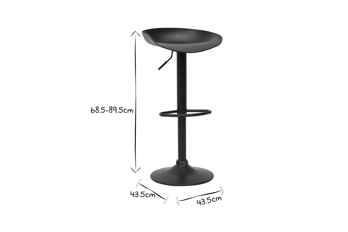 Tabourets de bar rglables design noirs  (lot de 2) PEBBLE