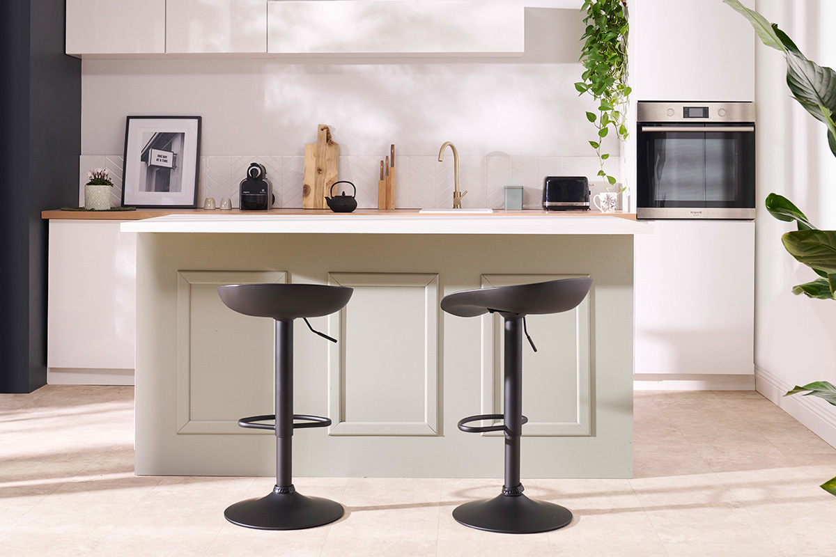 Tabourets de bar rglables design noirs  (lot de 2) PEBBLE