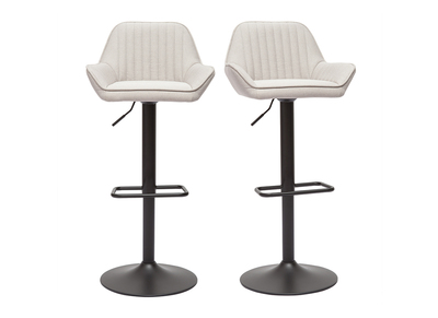 Tabourets de bar réglables en tissu beige et métal noir (lot de 2) RONNIE