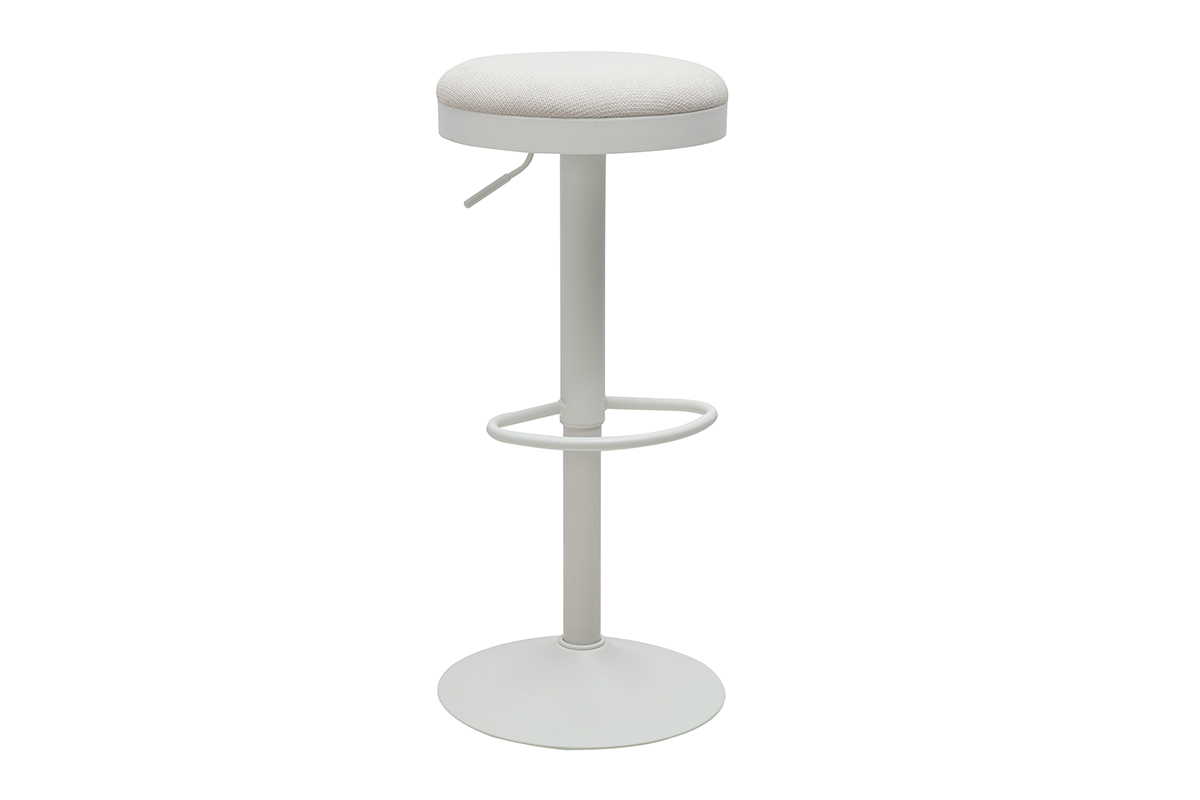 Tabourets de bar r�glables en tissu chenille �cru et m�tal (lot de 2) THOR