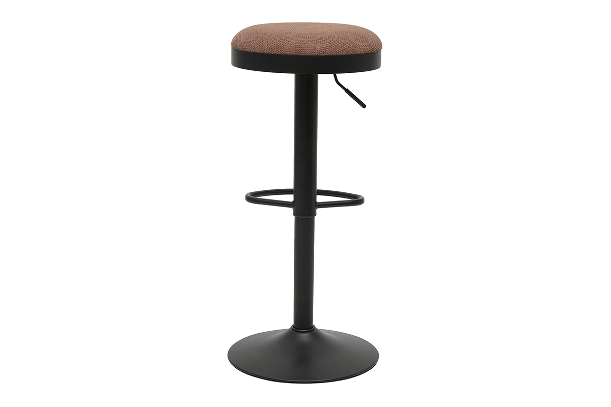 Tabourets de bar r�glables en tissu chenille terre br�l�e et m�tal (lot de 2) THOR