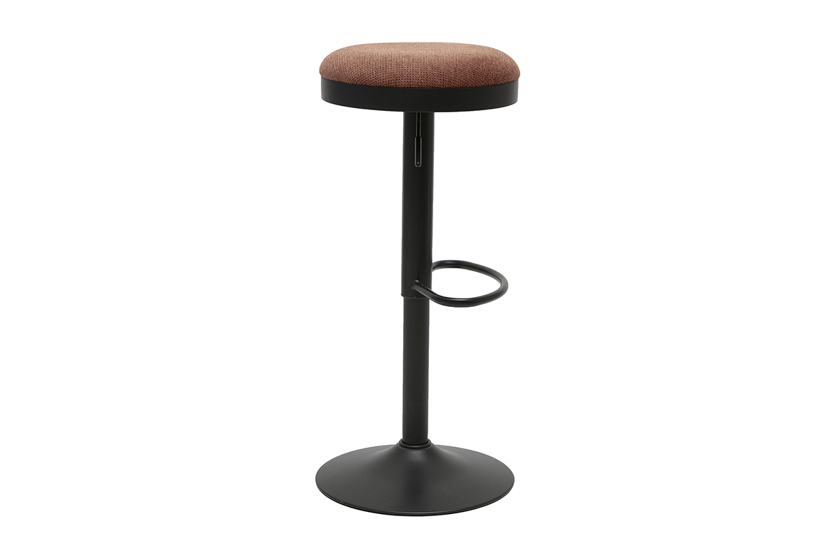 Tabourets de bar r�glables en tissu chenille terre br�l�e et m�tal (lot de 2) THOR