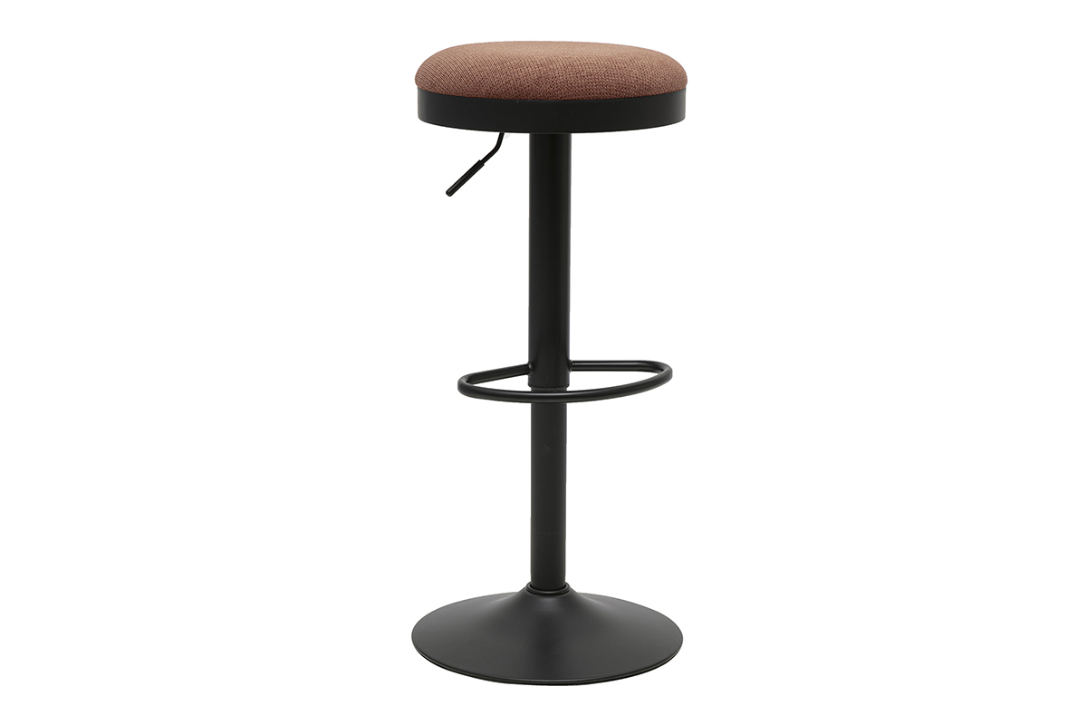 Tabourets de bar r�glables en tissu chenille terre br�l�e et m�tal (lot de 2) THOR