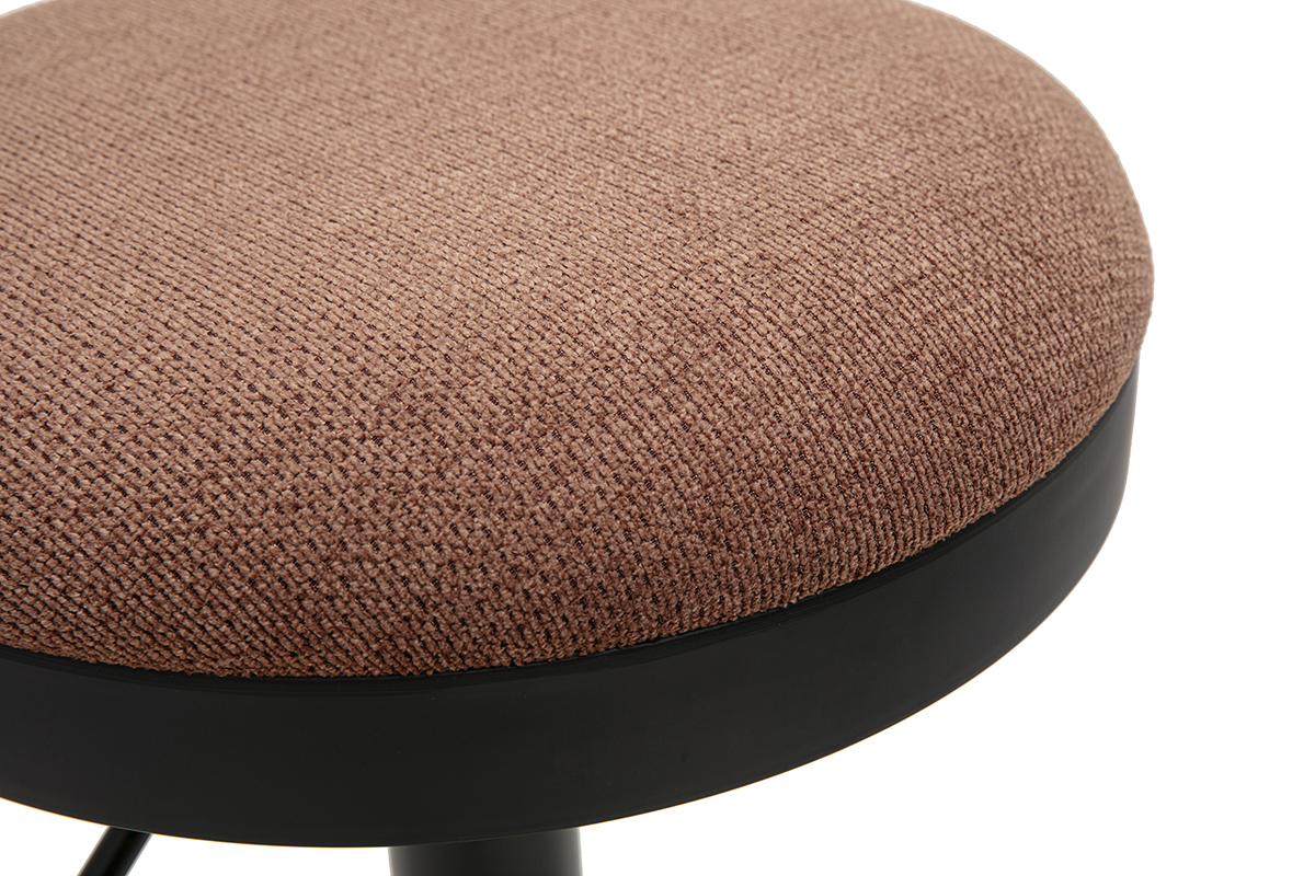 Tabourets de bar r�glables en tissu chenille terre br�l�e et m�tal (lot de 2) THOR