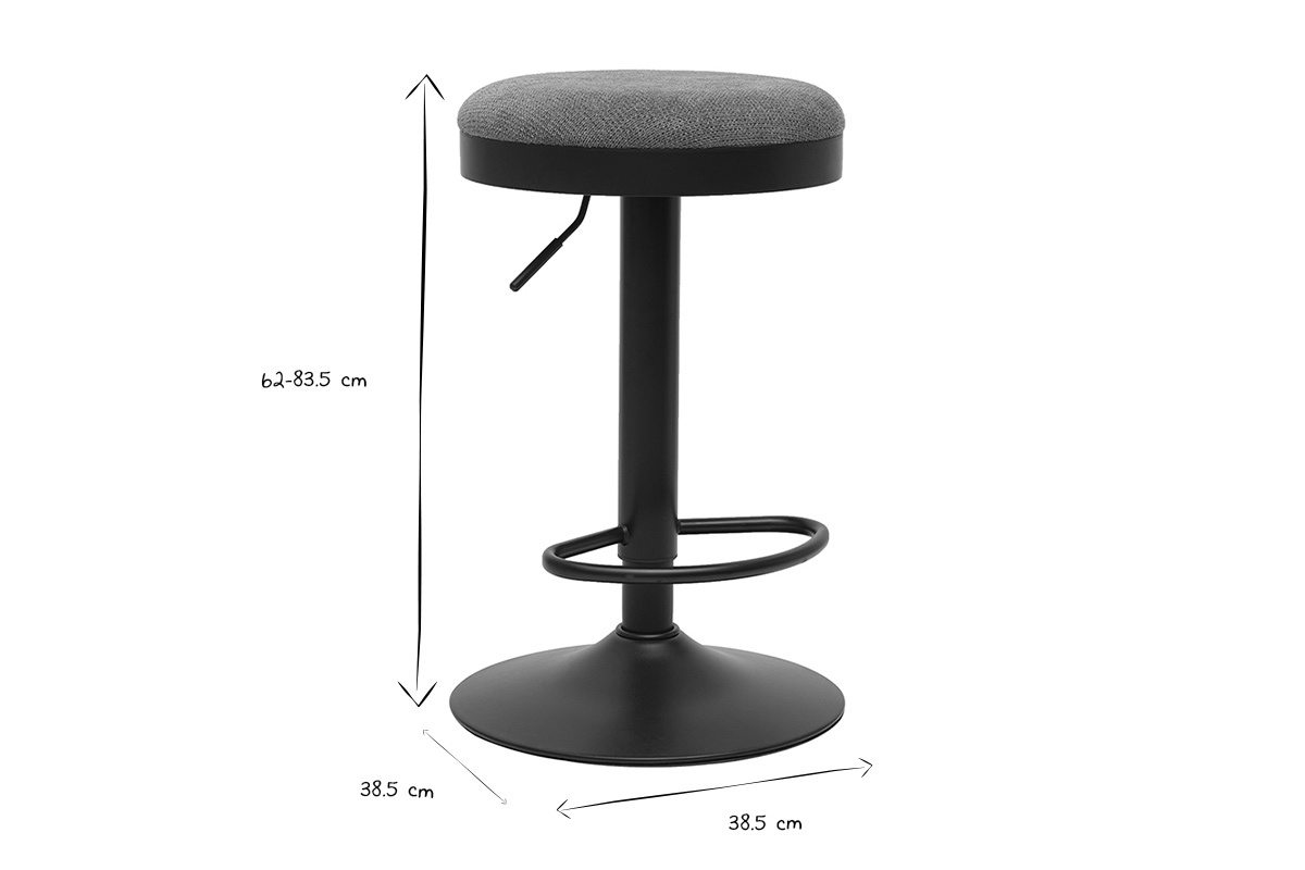 Tabourets de bar r�glables en tissu chenille vert kaki et m�tal (lot de 2) THOR