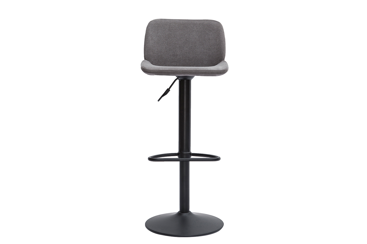 Tabourets de bar rglables en tissu effet velours gris et mtal noir (lot de 2) KAOLY