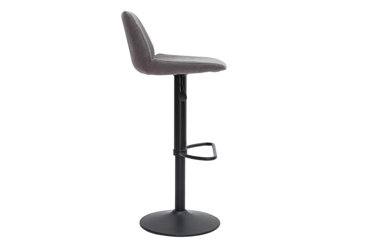 Tabourets de bar rglables en tissu effet velours gris et mtal noir (lot de 2) KAOLY