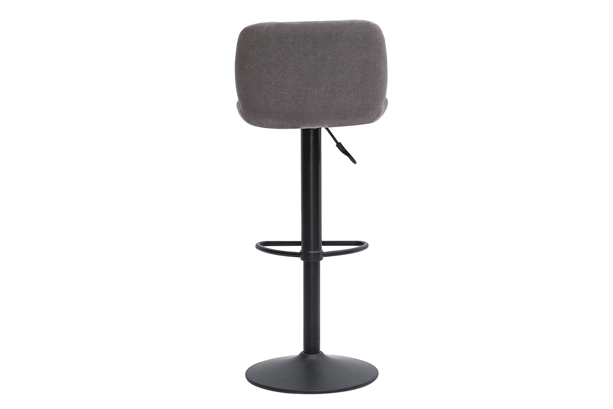 Tabourets de bar rglables en tissu effet velours gris et mtal noir (lot de 2) KAOLY