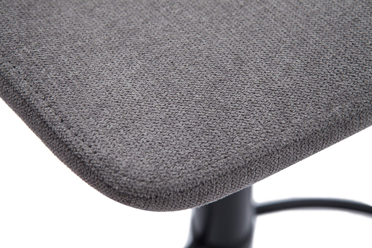 Tabourets de bar rglables en tissu effet velours gris et mtal noir (lot de 2) KAOLY