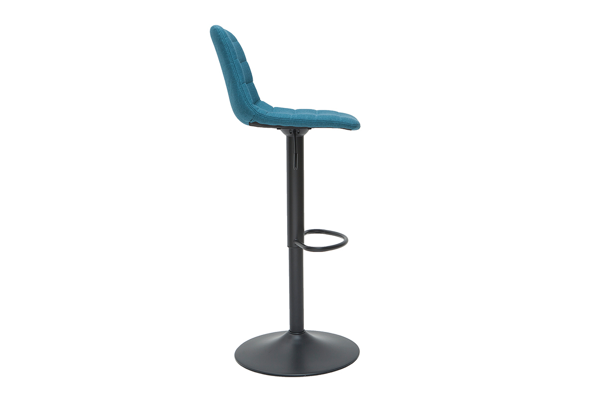 Tabourets de bar rglables en tissu et mtal bleu canard (lot de 2) SAURY